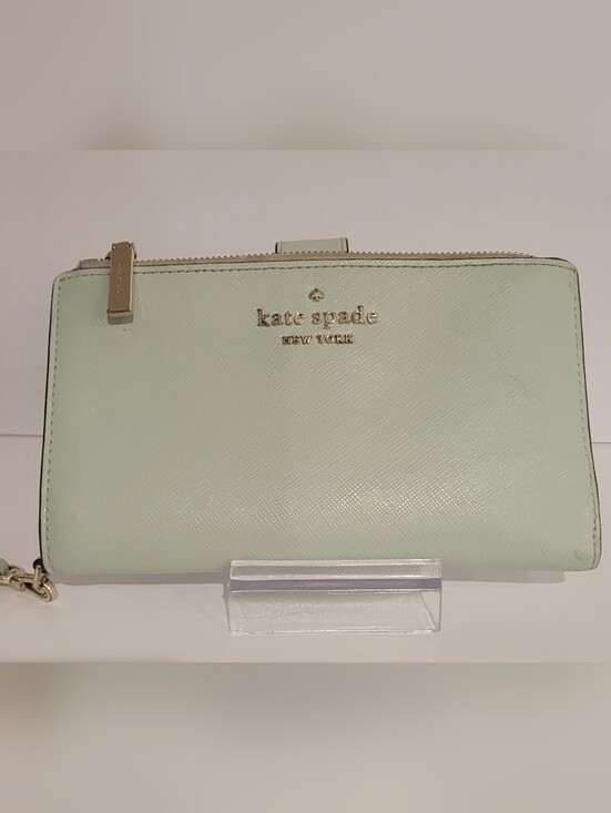 kate spade Handbags - Kate Spade Light Mint Saffiano Leather Zip Wallet/Wrislet